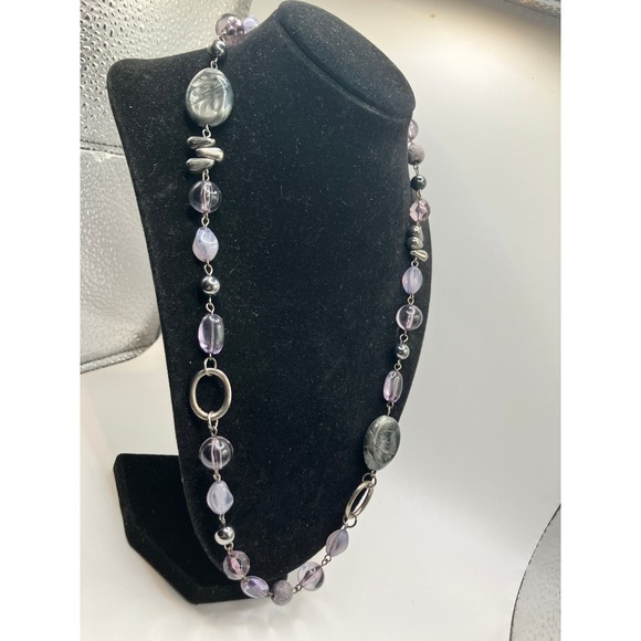 Purple Mixed Media Beaded 24 Inch Necklace! - Picture 3 of 10